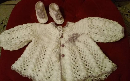Imagem 1 de 10 de Conjunto  Para Nenê  Confeccionado No Crochê Manual Lã Antia