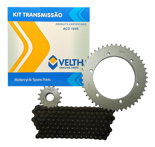 Kit Relação Transmissão Xtz250 Lander .../2008 Aço1045 Velth