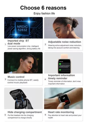 Z Combo De Audiófono Smart Watch X8