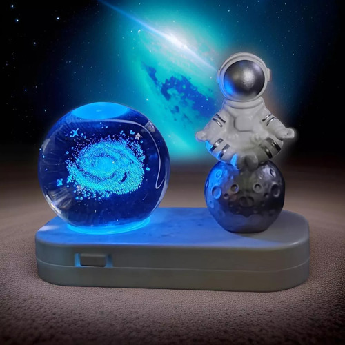 Lampara Astronauta Con Esfera 3d Y Luces De Colores Galaxia