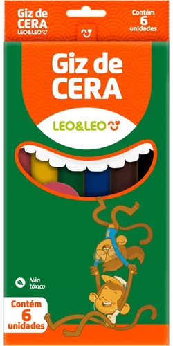 Giz De Cera Fino 6 Cores Leo E Leo - Pct 12 Caixinhas