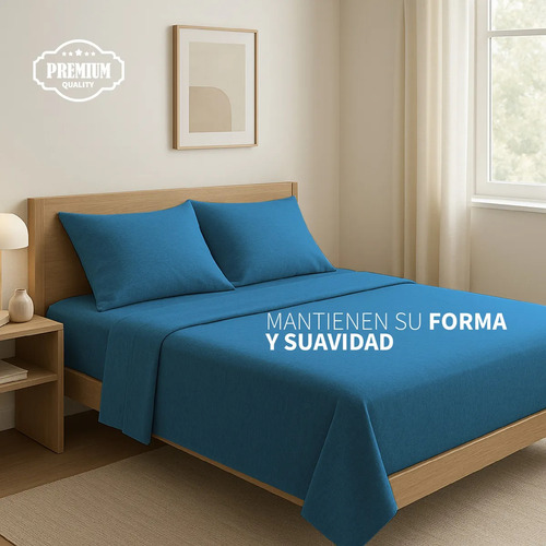 Juego De Sábanas Tela Camiseta Matrimonial 3 Piezas Suave
