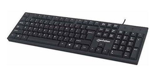 Manhattan Wired Computer Keyboard  Basic Black Keyboard -