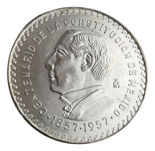 Un Peso Juarez 1957 Plata Aniversario De La Constitución