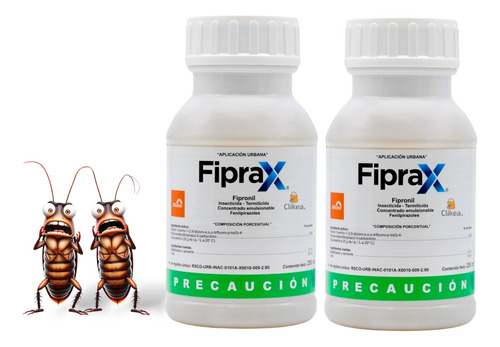 Paquete De 2 Fiprax 250ml Mata Chinches De Cama Cucarachas