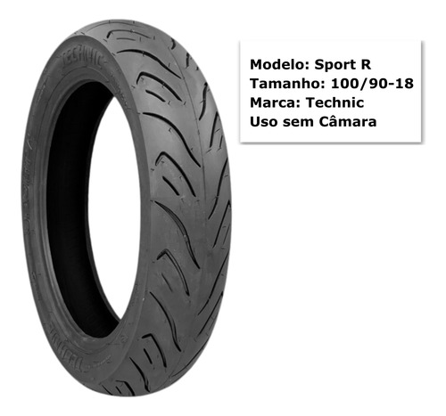 Pneu Traseiro Technic Sport R 100/90-18 Mais Largo Cg 160