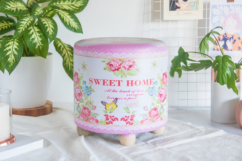 Puff redondo com pernas Generic Round Bubble Gum rosa