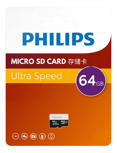Tarjeta Memoria Micro Sd 64 Gb Philips Ultra Rápida Celular 