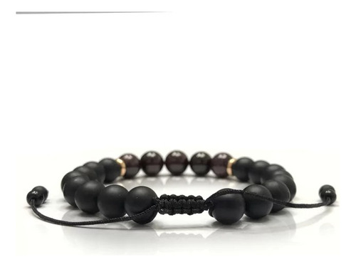 Pulsera Con Onix, Granate Y Oro 18k De 8mm