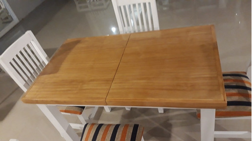 Juego De Mesa Extensible De Pino Laqueado 1,20 A 1,60 