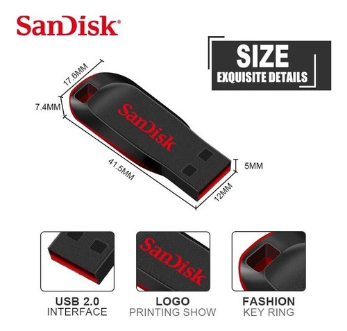 Pendrive Cruzer Blade 64gb Usb 2.0 Flash Drive Sandisk 2 Uni