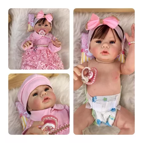 Bebê Reborn Gêmeos Kit Abigail Pode Banhar Cabelo Fio A Fio 2 Kg - Bolsa  Maternidade