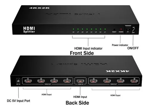 Conmutador Splitter Hdmi, 1 Entrada X 8 Salidas, 4k X 2k 3d