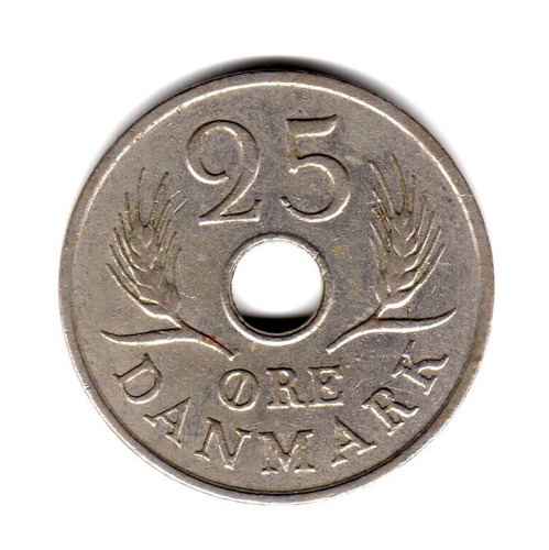 Moneda Dinamarca 25 Ore Año 1967 Km#855.1