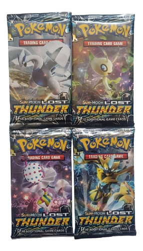 Pokemon Tcg 4 Sobres Sun & Moon Lost Thunder Sellados !!!