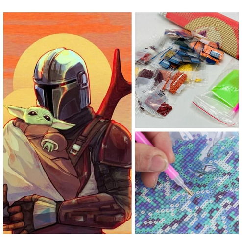 Diamond Painting Star Wars Baby Yoda 30 X 40 Cm + Accesorios