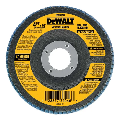 Disco Flap De Zirconio 4-1/2 Grano 120 Dewalt Dw8310-br