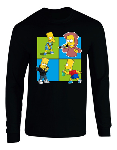Camiseta Bart Simpson Manga Larga Camibus Sueter Geeks Art