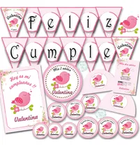 Comprar Kit Imprimible Cumple Pajaritos, Personalizado.