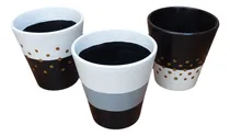 Comprar Macetas De Barro Pintadas X3 Unidades N°12 Originales