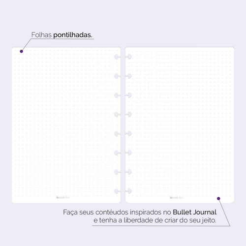 Refil Caderno Disco Inteligente Pontilhado 50 F 90g Pequeno Cor Branco