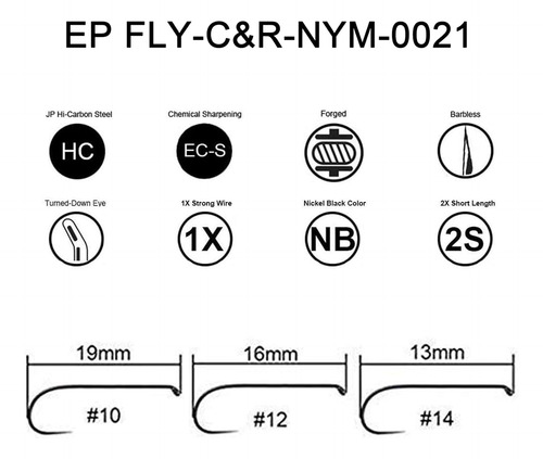 Fly Fishing Hooks 100pc Pack Barbless Catch & Release Dry We