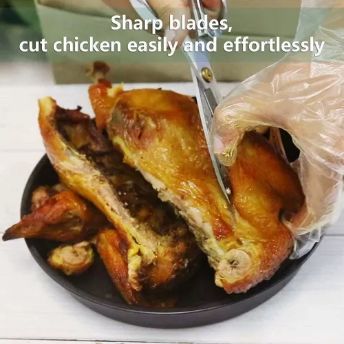 Newness - Tijeras de cocina de acero inoxidable para pollo, carne de res,  aves, pescado, carne, verduras, tijeras de acero inoxidable con asas