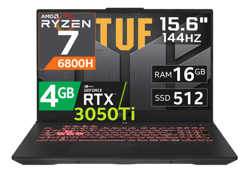 Asus Tuf A15 Ryzen 7-6800h 512ssd 16gb Ddr5 Rtx3050ti 15.6'