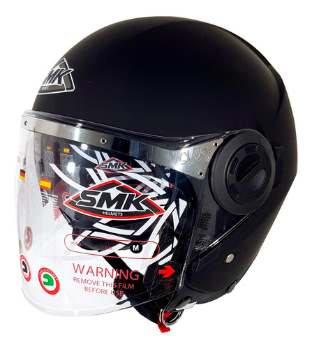 Casco Moto Abierto Smk Doble Visor Swing Classic Negro Mate