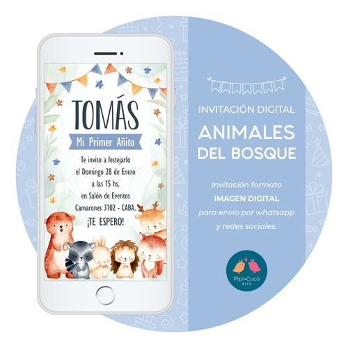 Invitación Digital Imagen - Animales Del Bosque (niño) - 1