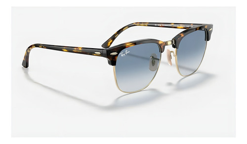 Anteojos de sol Ray-Ban Clubmaster Fleck talle Large armazón polished yellow havana y lente light blue