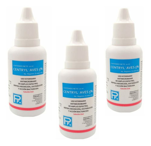 Imagen 1 de 3 de Centryl Aves 5%, Gotero 20 Ml Enrofloxacina 3pzs