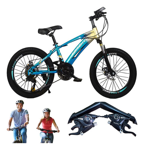 Bicicleta De Montaña 21 Vel. Suspension Frenos De Disco R-24 Color Azul Con Amarillo Tamaño Del Cuadro 24