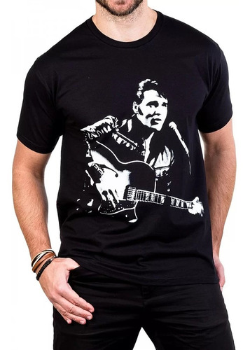 Camiseta Elvis Presley Violão E Microfone - Unissex