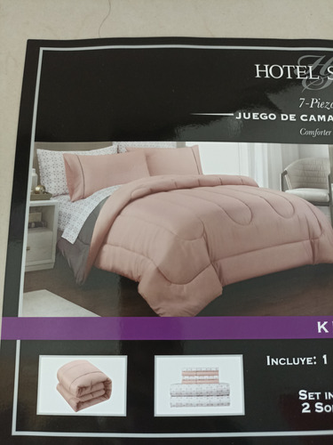 Edredón Reversible Y Juego De Cama King 7 Piezas Hotel Style
