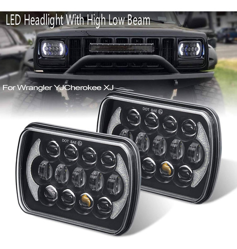 1 Par De Faros Led Rectangulares Para Jeep Wrangler Yj Chero