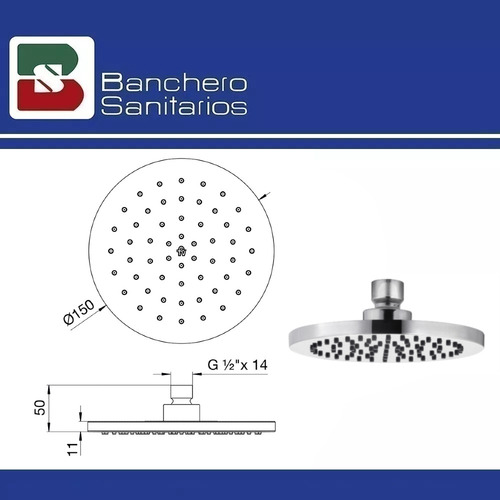 Imagen 4 de 7 de Griferia Fv Combo Flor De Ducha Redonda 15cm + Brazo Gredos