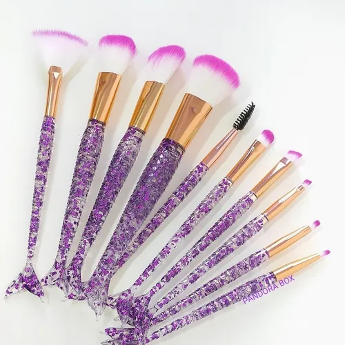 Set 10 Brochas Cola Sirena Maquillaje