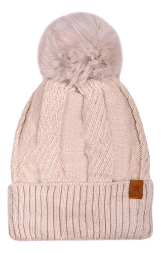 Gorro Tejido Con Pompón Invierno Doble Capa Forrado