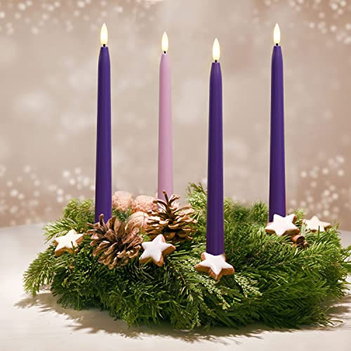 Velas De Adviento Sin Llama Starry, Juego De 4, Led Parpadea