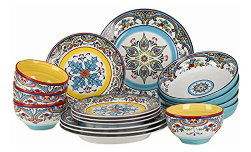 Euro Ceramica Zanzibar Juego De Vajilla De 16 Piezas De