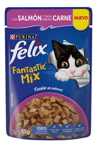 Felix Fantastic Mix Salmon Y Carne 15x85gr Purina