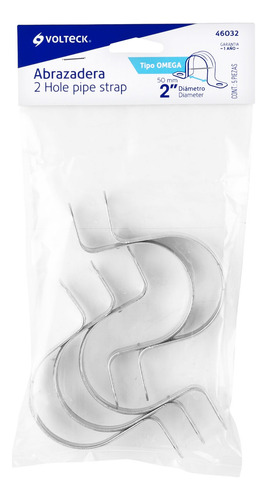 Bolsa C/5 Abrazaderas 2' Tipo Omega P/tubo, Volteck 46032