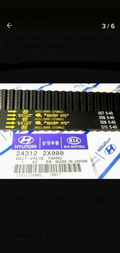Correa Tiempo 137 Dientes Hyundai Kia Rio 1.5 Stylus Spectra