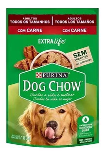 Ração Úmida Cães Sabor Carne Sachê 100g 15un Purina Dog Chow