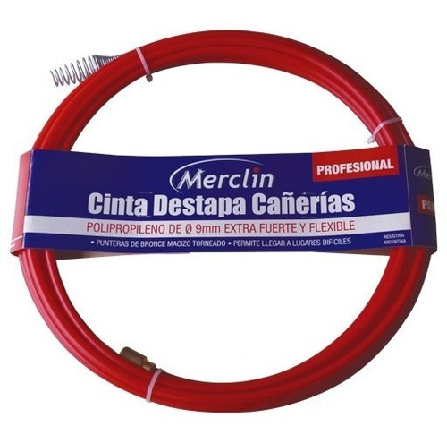 Cinta Destapa Cañerias Merclin 20 Mt 9mm Profesional