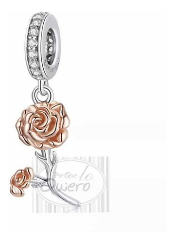 Charm 100% Plata S925 Dije Rosas Oro Rosa Flor Para Pandora