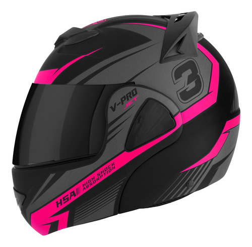 Capacete Robocop Moto Articulado Fechado Vpro 3 Jet Vis Fume
