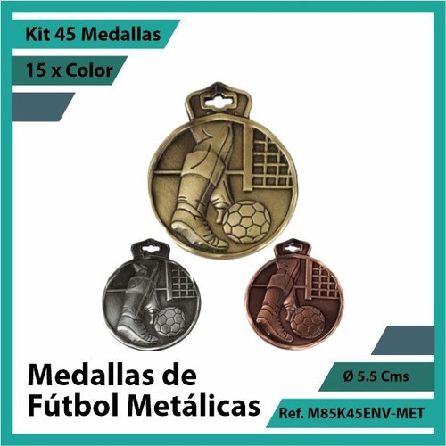 Kit 45 Medallas En Bogota De Futbol Metalica M85k45
