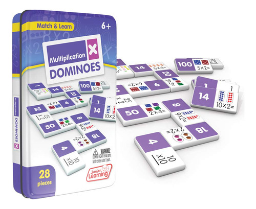 Juego De Dominó Multiplicación Junior Learning, 28 Piezas...